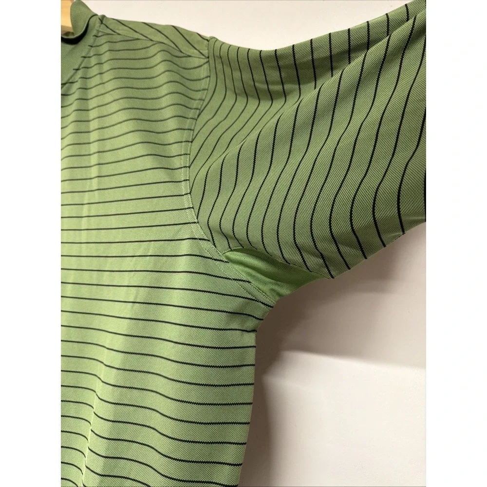 Adidas Polo Size XL Mens ClimaCool Short Sleeve Striped Golf Athletics Green